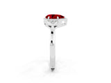 White gold Pear Cut Ruby Halo Ring with Tapered Band and Four-Prong Setting_2