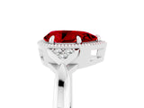 White gold Pear Cut Ruby Halo Ring with Tapered Band and Four-Prong Setting_5