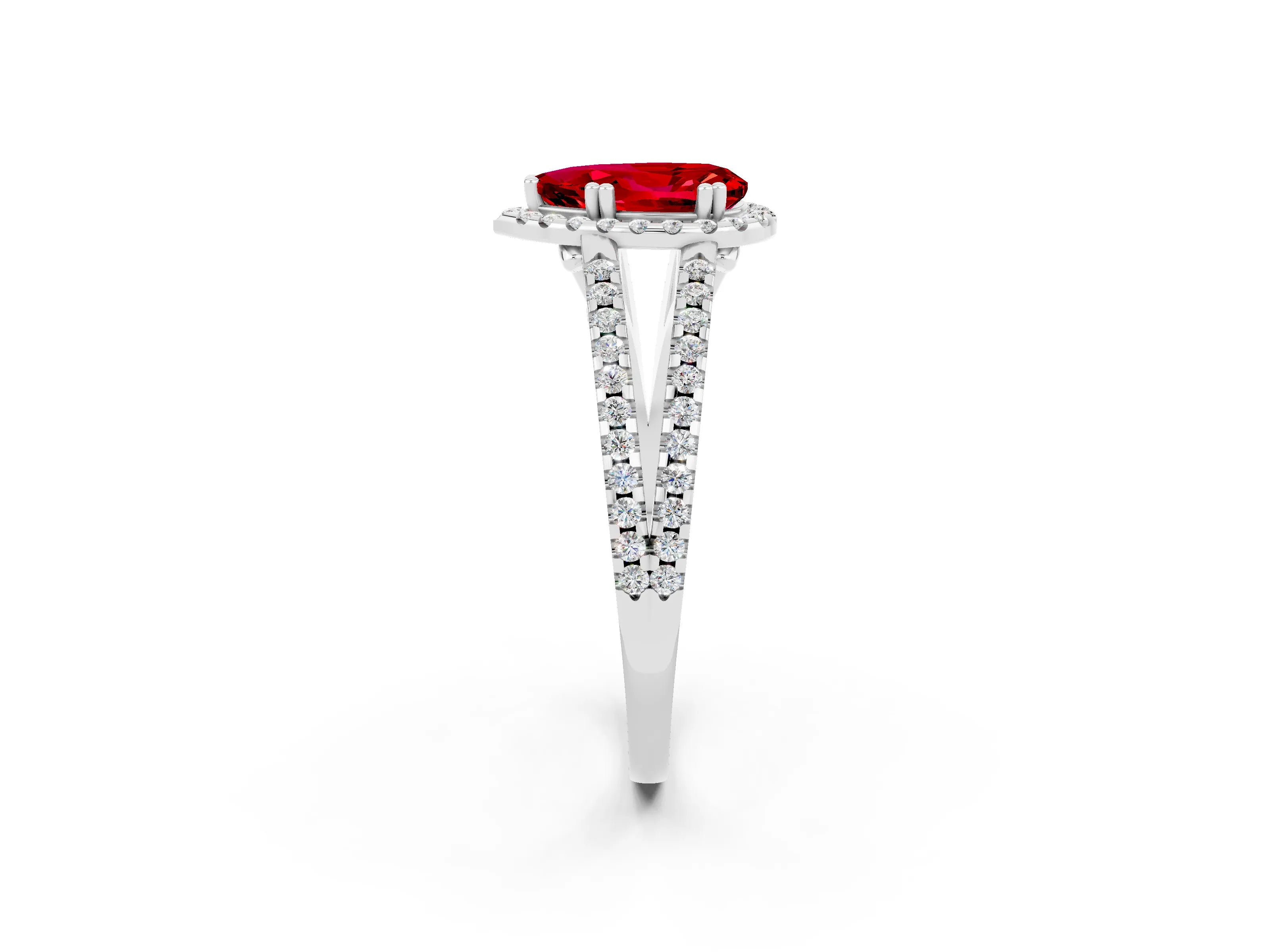 White gold Pear Cut Ruby Halo Split Shank Engagement Ring_14