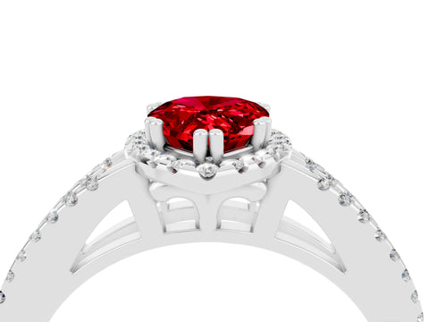 White gold Pear Cut Ruby Halo Split Shank Engagement Ring_16