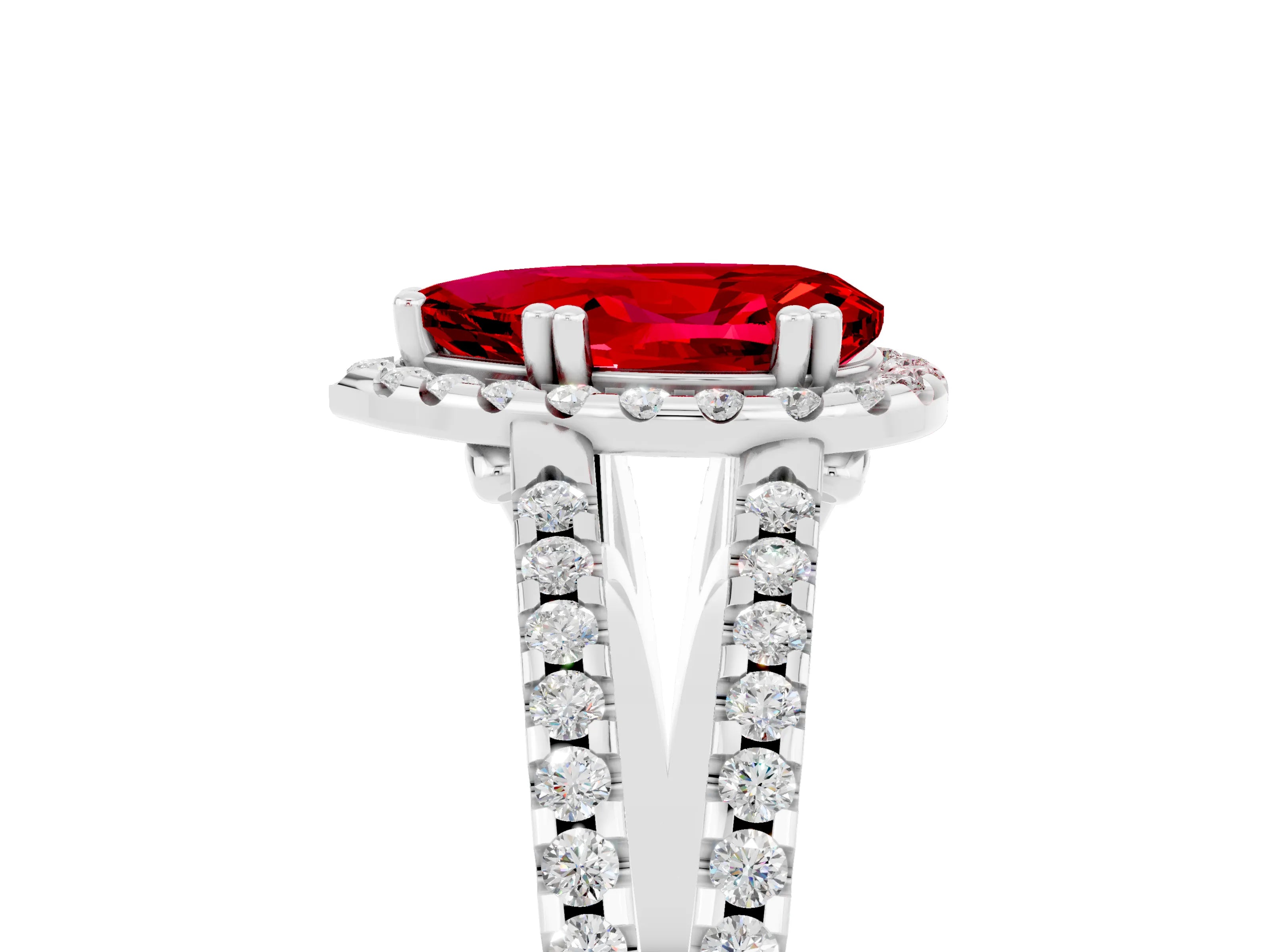 White gold Pear Cut Ruby Halo Split Shank Engagement Ring_17