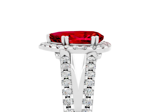 White gold Pear Cut Ruby Halo Split Shank Engagement Ring_17