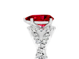 White gold Pear Cut Ruby  Halo Twist Band Solitaire Prong Setting Ring_29