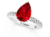 White gold Pear Cut Ruby Pave Band Solitaire Ring with Four-Prong Setting_25