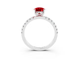 White gold Pear Cut Ruby Pave Band Solitaire Ring with Four-Prong Setting_27