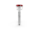White gold Pear Cut Ruby Ring with Milgrain Pavé Band and Four-Prong Setting_14