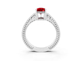 White gold Pear Cut Ruby Ring with Milgrain Pavé Band and Four-Prong Setting_15