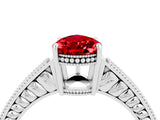 White gold Pear Cut Ruby Ring with Milgrain Pavé Band and Four-Prong Setting_16