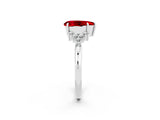White gold Pear Cut Ruby Ring with Side Stones and Four-Prong Setting_38