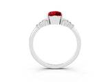 White gold Pear Cut Ruby Ring with Side Stones and Four-Prong Setting_39