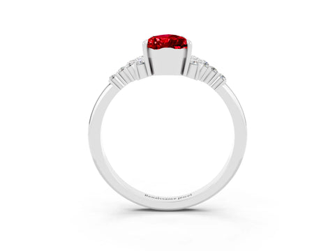 White gold Pear Cut Ruby Ring with Side Stones and Four-Prong Setting_39