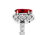 White gold Pear Cut Ruby Scalloped Halo Engagement Ring with Round Shared Prong Band_29
