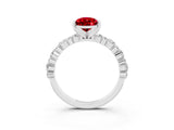 White gold Pear Cut Ruby Side Stone Solitaire Ring with Round  and Four-Prong Setting_39
