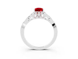 White gold Pear Cut Ruby Solitaire Celtic Knot Ring with Four-Prong Setting_15