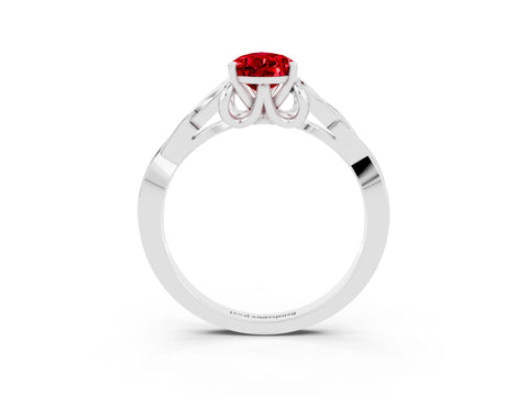 White gold Pear Cut Ruby Solitaire Celtic Knot Ring with Four-Prong Setting_15