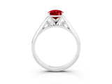 White gold Pear Cut Ruby Solitaire Engagement Ring with Cathedral Setting and Four-Prong Mount_27