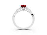 White gold Pear Cut Ruby Solitaire Engagement Ring with Celtic Knot Band and Four-Prong Setting_3