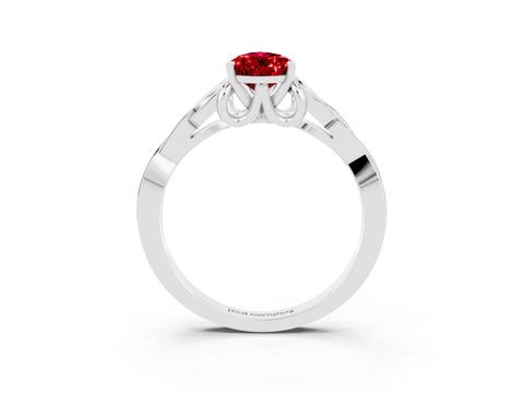 White gold Pear Cut Ruby Solitaire Engagement Ring with Celtic Knot Band and Four-Prong Setting_3