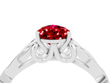White gold Pear Cut Ruby Solitaire Engagement Ring with Celtic Knot Band and Four-Prong Setting_4
