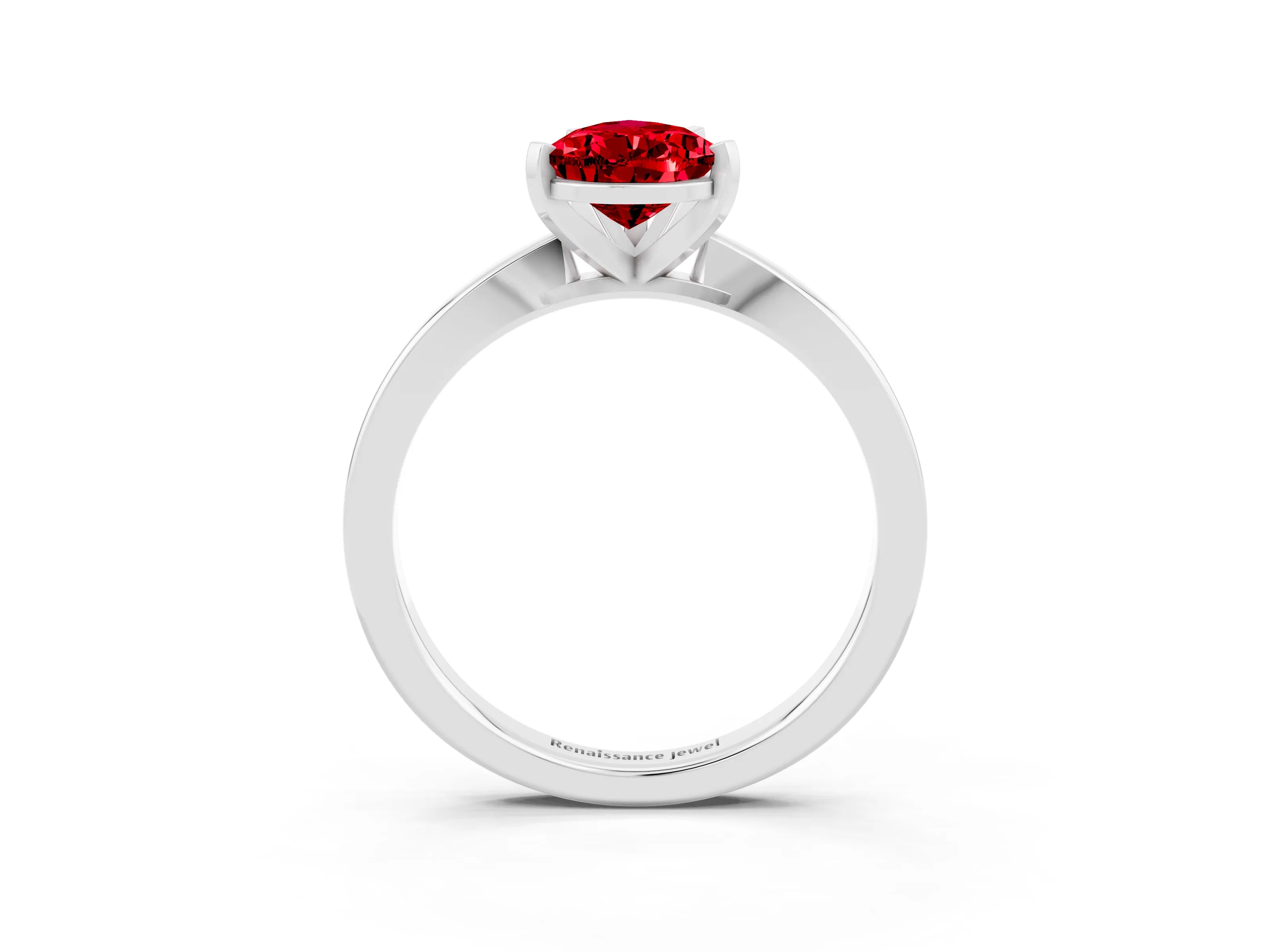 White gold Pear Cut Ruby Solitaire Engagement Ring with Classic Band and Four-Prong Setting_27