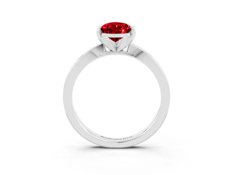 White gold Pear Cut Ruby Solitaire Engagement Ring with Classic Band and Four-Prong Setting_27