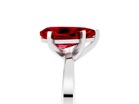 White gold Pear Cut Ruby Solitaire Engagement Ring with Classic Band and Four-Prong Setting_29