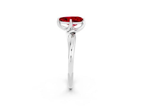 White gold Pear Cut Ruby Solitaire Engagement Ring with Four-Prong Setting and Classic Band_14