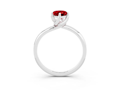 White gold Pear Cut Ruby Solitaire Engagement Ring with Four-Prong Setting and Classic Band_15