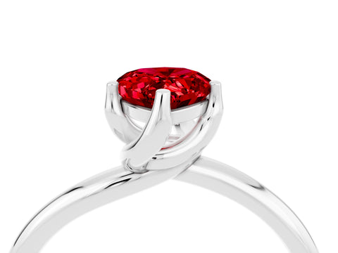 White gold Pear Cut Ruby Solitaire Engagement Ring with Four-Prong Setting and Classic Band_16