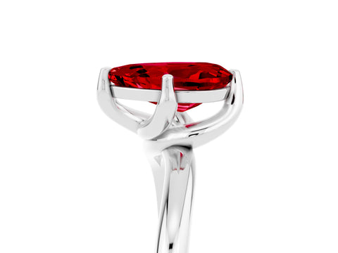 White gold Pear Cut Ruby Solitaire Engagement Ring with Four-Prong Setting and Classic Band_17