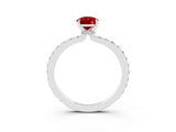 White gold Pear Cut Ruby Solitaire Engagement Ring with Pavé Band and Four-Prong Setting_3