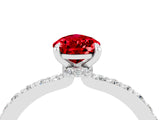 White gold Pear Cut Ruby Solitaire Engagement Ring with Pavé Band and Four-Prong Setting_4