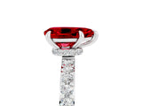 White gold Pear Cut Ruby Solitaire Engagement Ring with Pavé Band and Four-Prong Setting_5