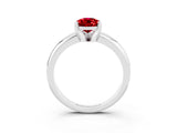 White gold Pear Cut Ruby Solitaire Engagement Ring with Round Band and Four-Prong Setting_3