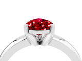 White gold Pear Cut Ruby Solitaire Engagement Ring with Round Band and Four-Prong Setting_4
