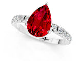 White gold Pear Cut Ruby Solitaire Pavé Band with Four-Prong Setting_1