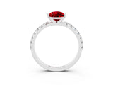 White gold Pear Cut Ruby Solitaire Pavé Band with Four-Prong Setting_3