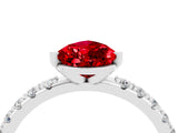 White gold Pear Cut Ruby Solitaire Pavé Band with Four-Prong Setting_4