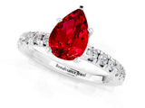 White gold Pear Cut Ruby Solitaire Pavé Engagement Ring with Round Band and Prong Setting_13