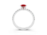 White gold Pear Cut Ruby Solitaire Pavé Engagement Ring with Round Band and Prong Setting_15