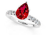 White gold Pear Cut Ruby Solitaire Pavé Engagement Ring with Round Band and Prong Setting_73