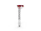 White gold Pear Cut Ruby Solitaire Pavé Engagement Ring with Round Band and Prong Setting_75