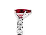 White gold Pear Cut Ruby Solitaire Pavé Engagement Ring with Round Band and Prong Setting_77