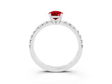 White gold Pear Cut Ruby Solitaire Pavé Engagement Ring with Round Band and Prong Setting_87