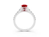 White gold Pear Cut Ruby Solitaire Ring with Cathedral Setting and Pavé Band_3