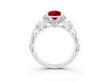 White gold Pear Cut Ruby Solitaire Ring with Filigree Band and Four-Prong Setting_67