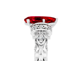 White gold Pear Cut Ruby Solitaire Ring with Filigree Band and Four-Prong Setting_69