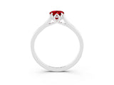 White gold Pear Cut Ruby Solitaire Ring with Flower Prong Setting and Classic Band_16