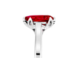 White gold Pear Cut Ruby Solitaire Ring with Flower Prong Setting and Classic Band_18