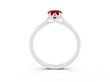 White gold Pear Cut Ruby Solitaire Ring with Flower Prong Setting and Classic Band_52